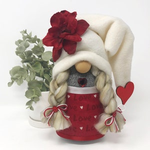 Valentine's Gnome | Female Gnome, Valentine's Day Decor, Valentine's Gift, Gift for Her, Valentine Gnome