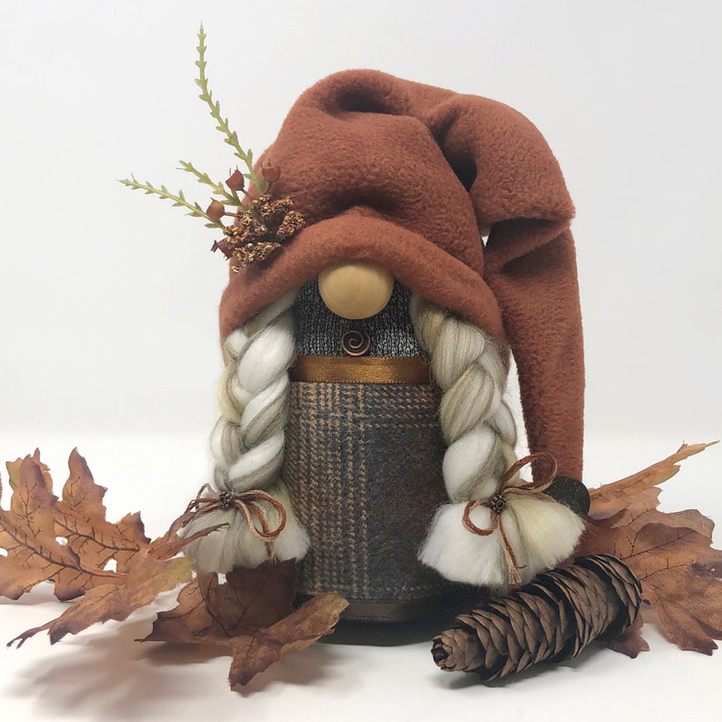 Earthy Plaid Female Gnome Fall Gnome Garden Gnomes Forest Etsy