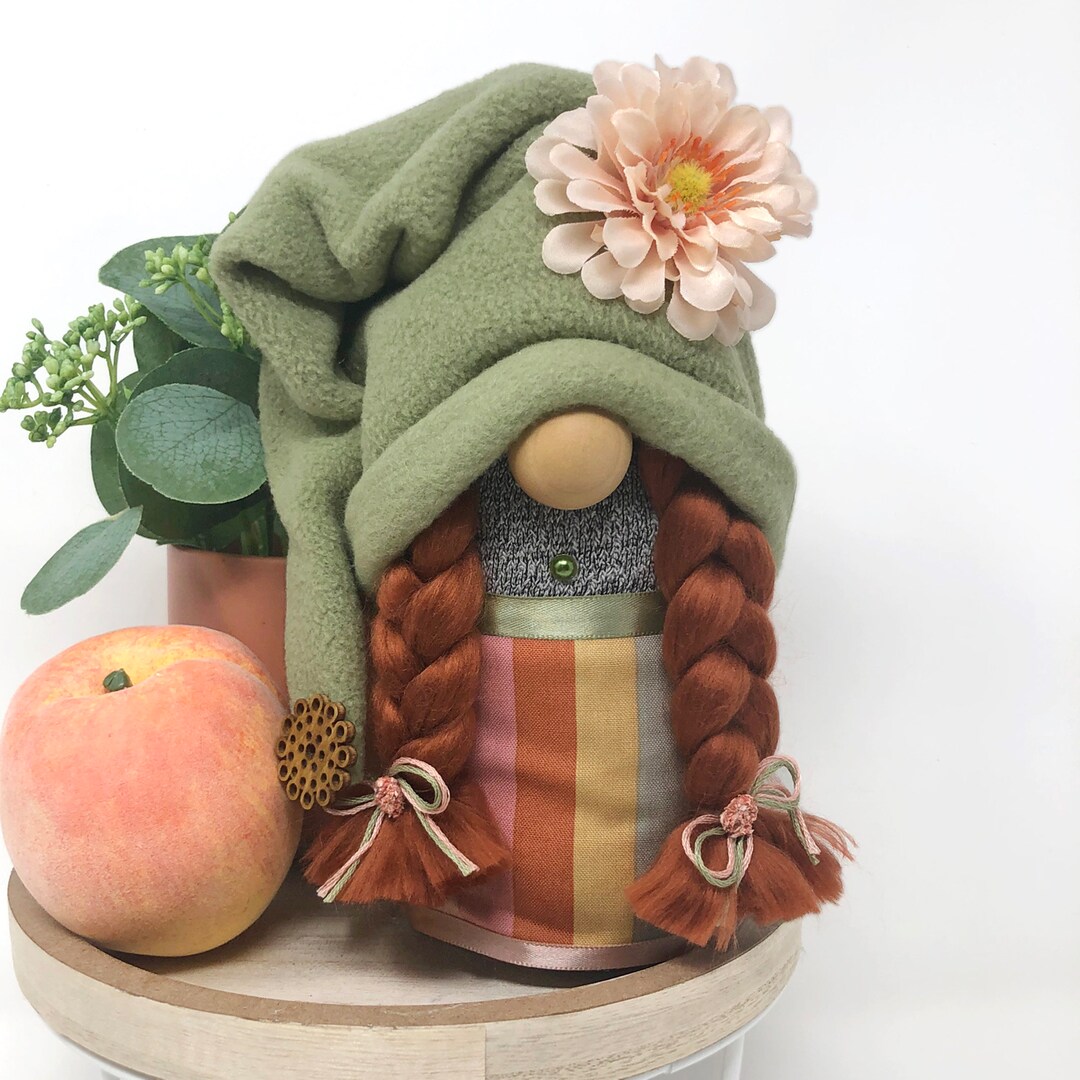 Retro Redhead Female Gnome Garden Gnomes, Boho Gnome, Rustic Modern