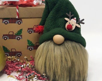 Small Gnome in Holiday Gift Box, Christmas Gift, Holiday Decor