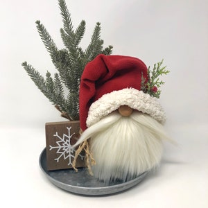 Rustic Santa Gnome | Holiday Gnome Decor, Tomte, Christmas Gnome, Tiered Tray Decor