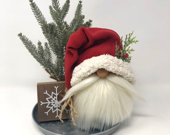 Rustic Santa Gnome | Holiday Gnome Decor, Tomte, Christmas Gnome, Tiered Tray Decor