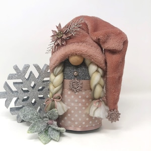 Rosey Winter Female Gnome | Holiday Gnome Decor, Handmade Gift, Christmas Gnome