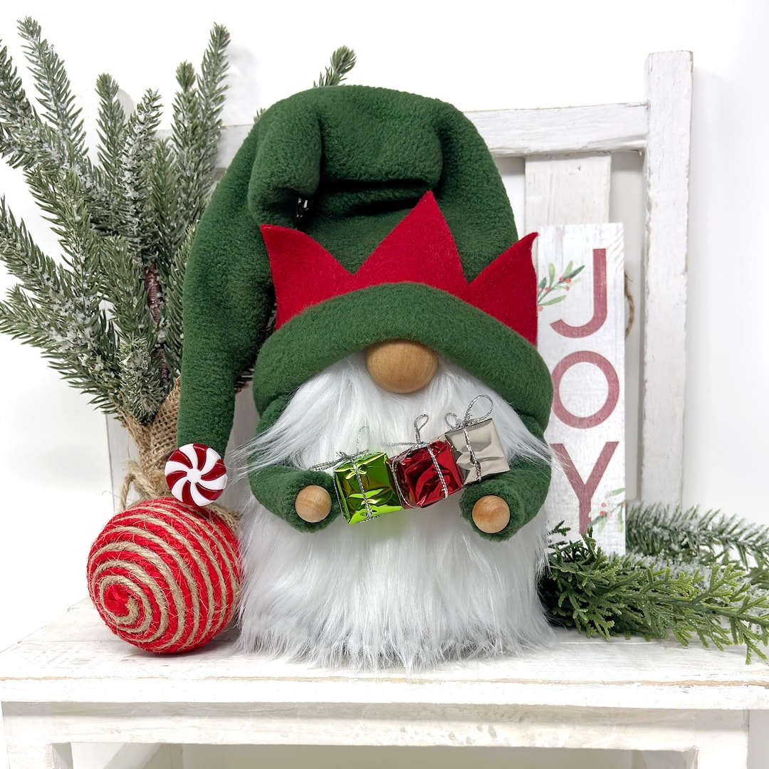Santa's Little Helper Elf Christmas Gnome With Armload of Presents - Etsy