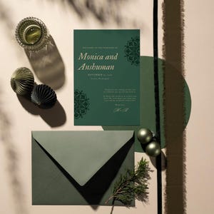 Carta de boas-vindas e itinerário de casamento PINE, modelo editável, casamento indiano, casamento no destino, download instantâneo minimalista, cartão digital