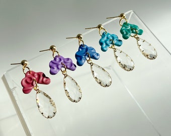 CLAY EARRINGS | handmade | dangle earrings | jewel tones | statement earrings | gold earrings| lightweight | hypoallergenic