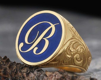 Initial Ring for Men - Etsy
