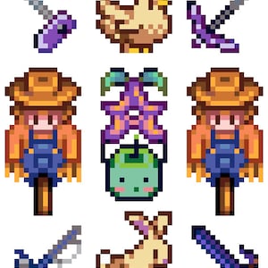 Stardew Valley Cross Stitch Pattern- Basic Scarecrow and Tools