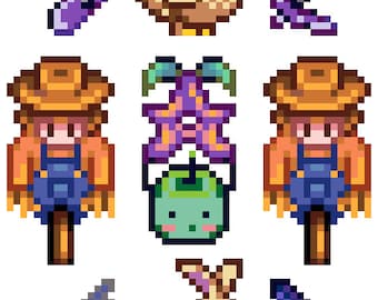 Stardew Valley Cross Stitch Pattern- Basic Scarecrow and Tools