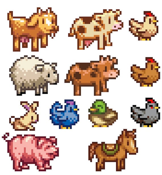 Stardew Valley Cross Stitch Pattern Farm Animal Set Etsy