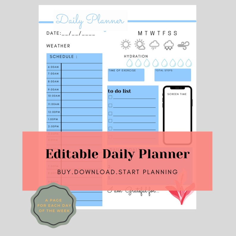 productive-daily-planner-journal-printable-digital-weekly-planner-etsy