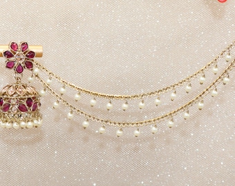 Sahara Ear Chain Connecter (1, 2 or 3 layers)  / Bridemaids Hair Accessories / Haldi Pithi / Indian Wedding / Wedding / Eid Jewelry