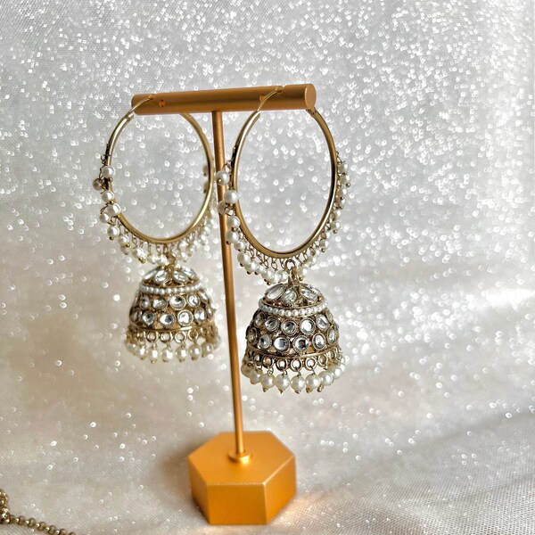 Indian Hoop (Jhumka) Earrings + Tikka Set