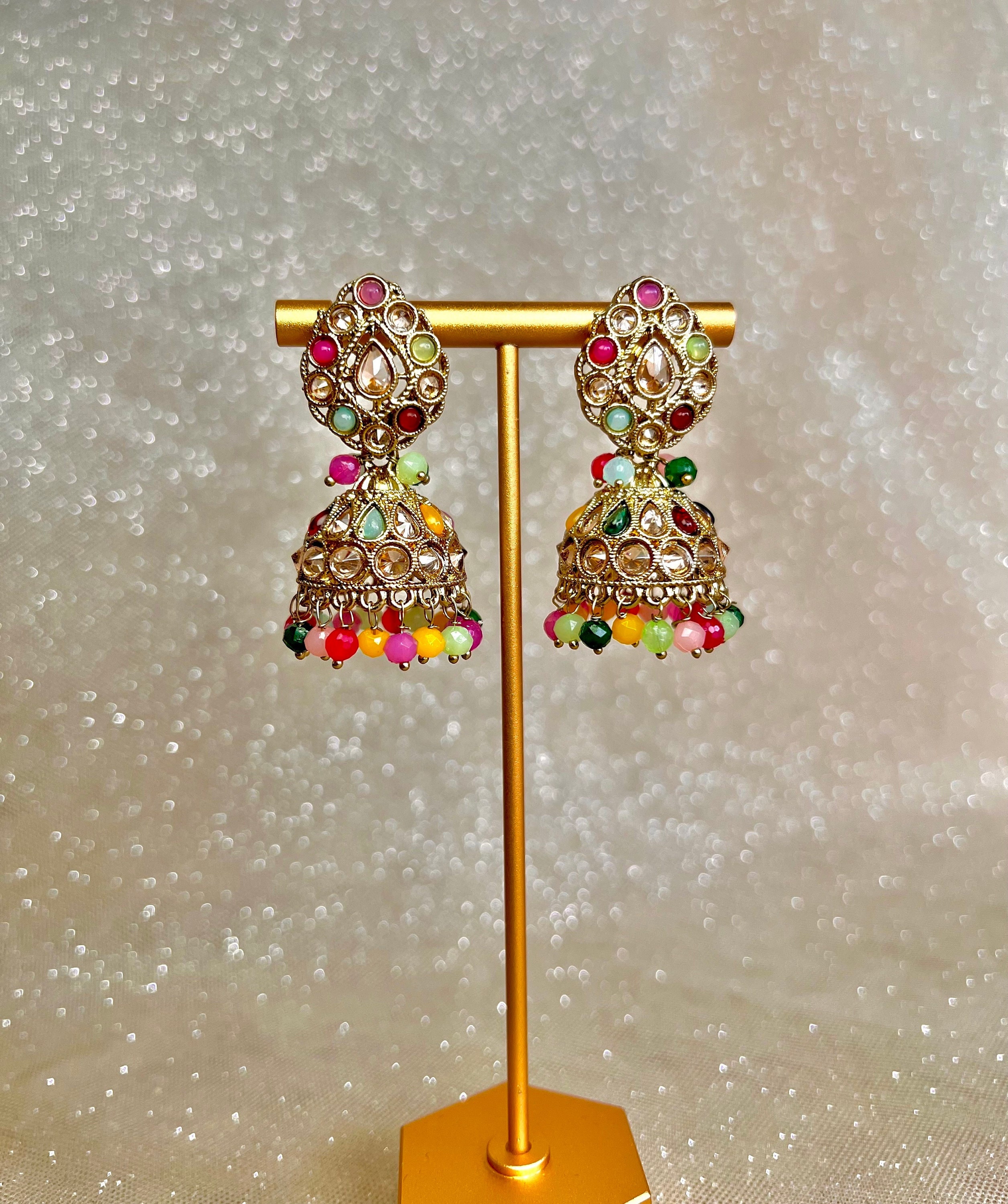 Jhumka Creative Gems And Jewels Colorful Jhumka Earrings