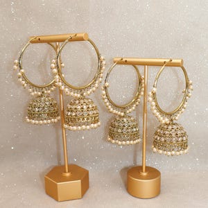 Gold Indian Hoop Earrings (Style #1) / Bridesmaid Earrings / Indian Wedding