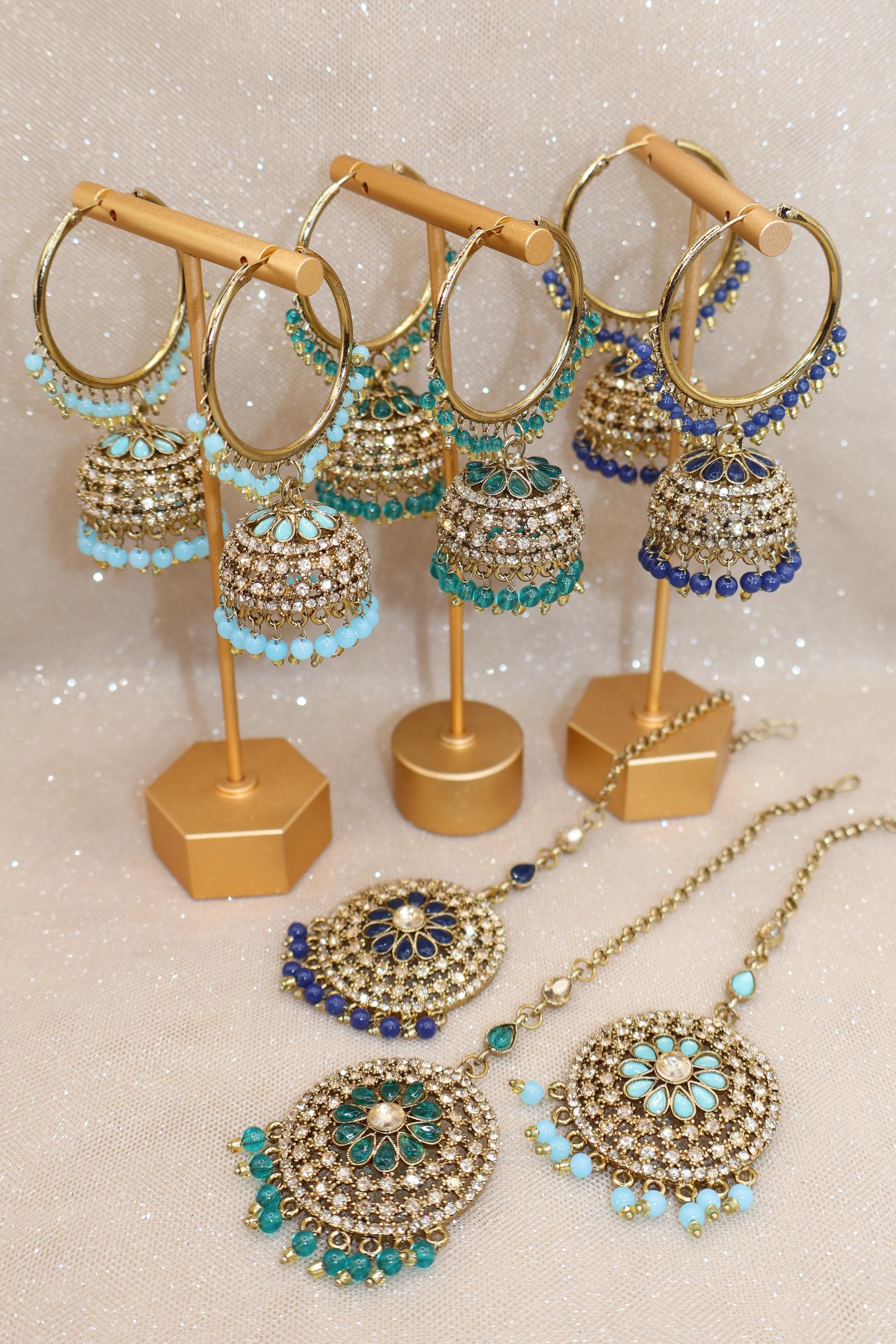 Earrings Indian Gold Jewellery Colorful Indian Hoop (jhumka