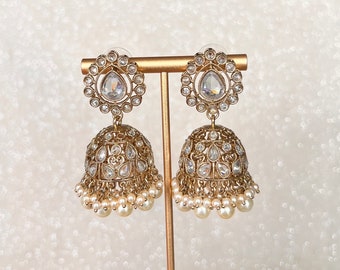 Gold/Multi Indian Jhumka Earrings