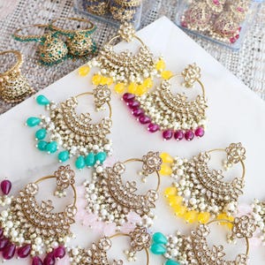 Large Jhumka Earrings Indian (lightweight) / Bridesmaids Earrings/ Indian Wedding / Indian Wedding Jewelry / Gift for Her / Jhumkas