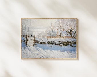 Nieve de la mañana, pintura navideña antigua, descarga digital de Navidad, impresión digital de bellas artes