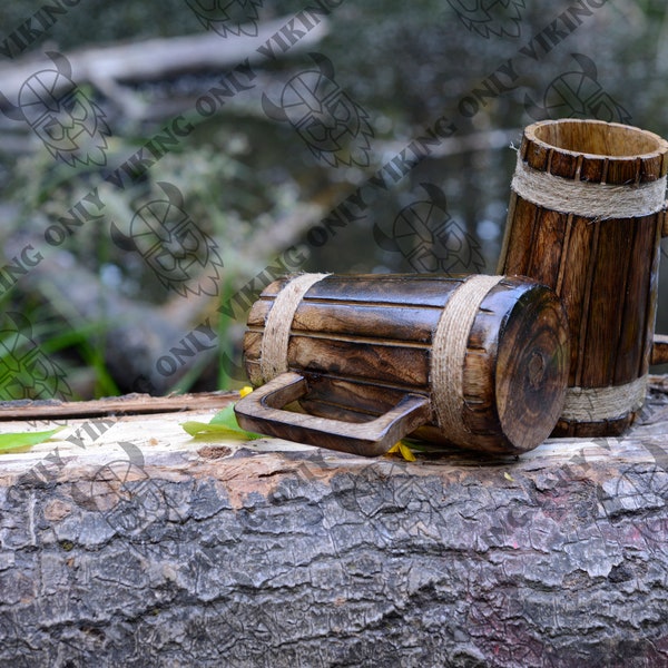 Viking Beer Mug Wooden - 100% Handcrafted Beer Wooden Tankard | Free Personalization Engraving