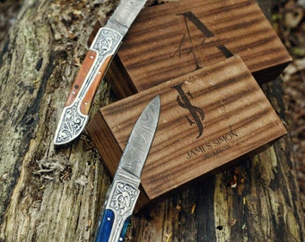 Damascus Folding knife Pocket knife Genuine Damascus Steel | Birthday Wedding Groomsmen AnniversaryGifts for Men