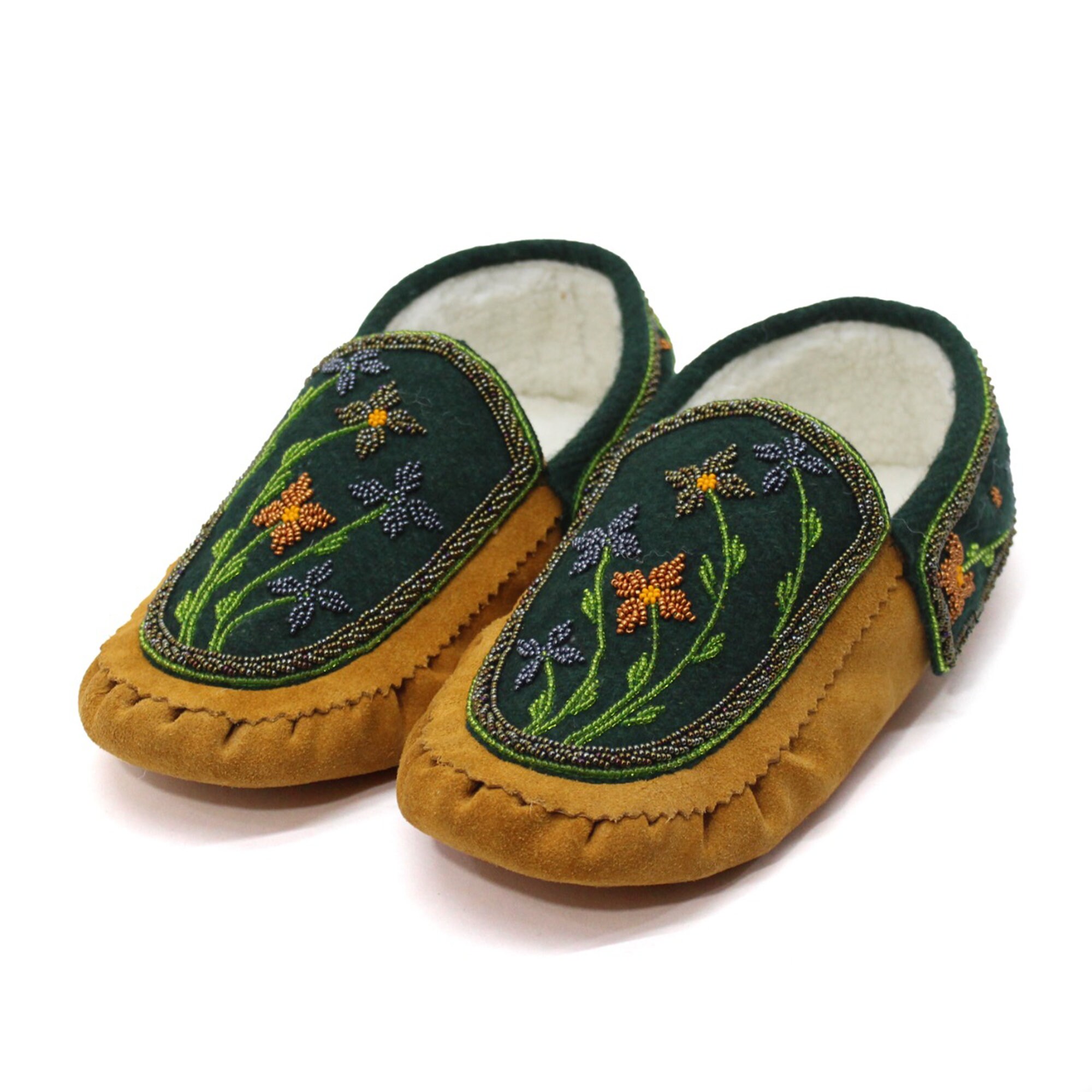 Children's Authentic Native American Genuine Suede Slip-On Moccasin Slippers  – Leather-Moccasins