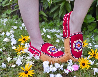 Moccasins Women Handmade with Intricate beadwork | Genuine Leather Beaded