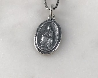 Lady of La Leche Necklace, Sterling Silver Virgin Mary Medal, Dainty Pendant Necklace, Expecting Mom Gift, Catholic Jewelry, Infertility IVF