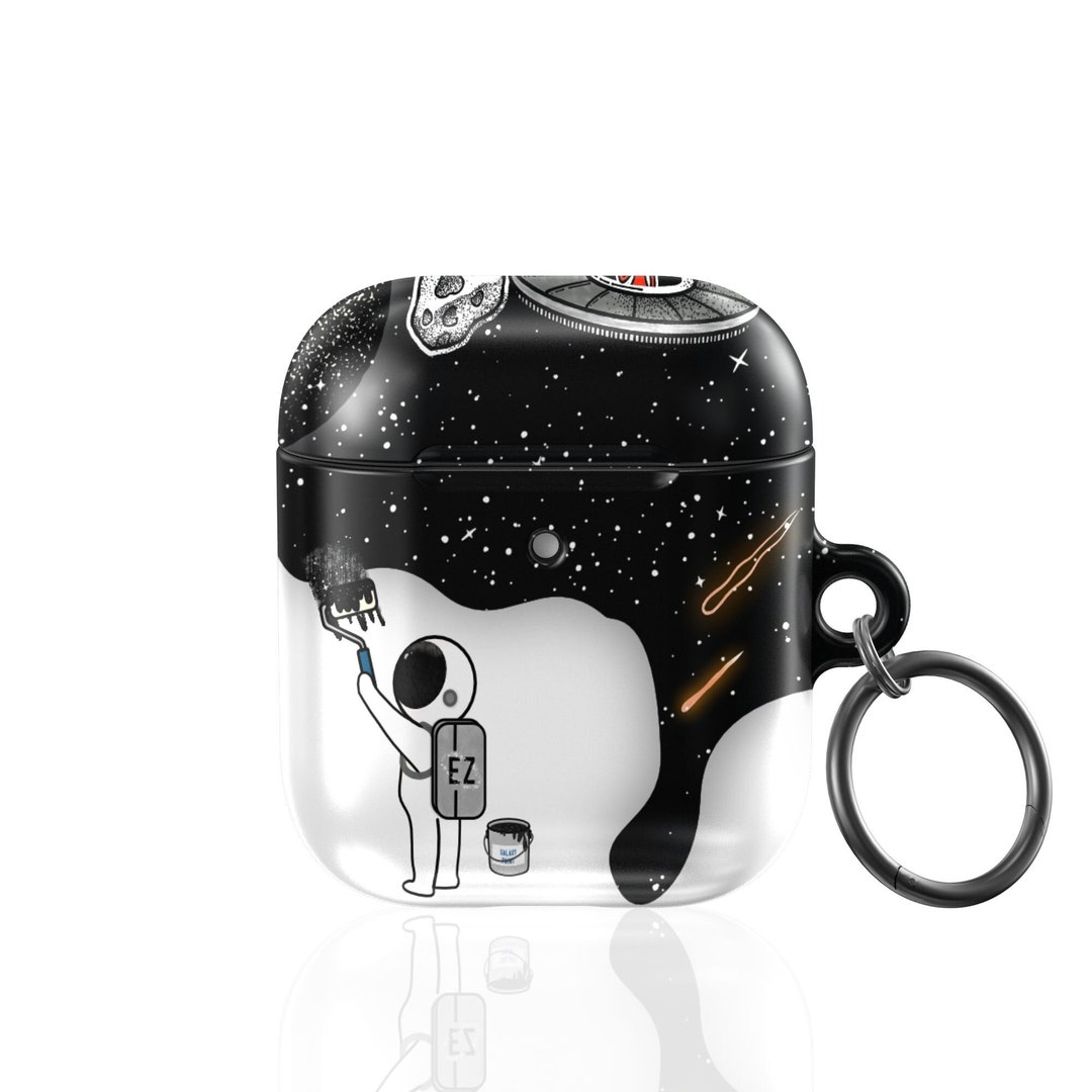 Personalized Initial Cartoon Astronaut Space Galaxy Pod Case with keychain for AirPod 1st/2nd Generation AirPod Pro AirPod Pro2 AirPod 3