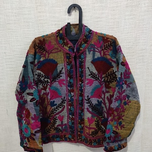 Winter Wear Jacket Coat, Womens Coat, Suzani Short Jacket, TNT Fabric Suzani Jacket, Robe, Handmade Suzani Embroidery Jacket,  Gift For Her