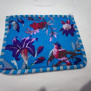 Sac kanta bleu indien fait main - Sac de voyage et pochette en coton fait main, pochette bohème, design réversible confortable, style hippie