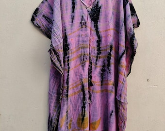 Boho Dress, Tie Dye Dress Plus Size, Caftan Dress, Tie Dye Purple, cotton Kaftan , Plus Size Dress, Plus Size, Loose Sleeve