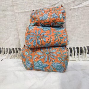 Trousse de maquillage en coton matelassé, Trousse à cosmétiques, Fait main, Trousse de toilette, Cadeau idéal, Petite trousse de toilette pour femme, Imprimé bloc, Pochette de sac jouet
