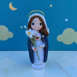 Crocheted Our Lady of Guadalupe Rosary Hanging Mary 8.5 inches