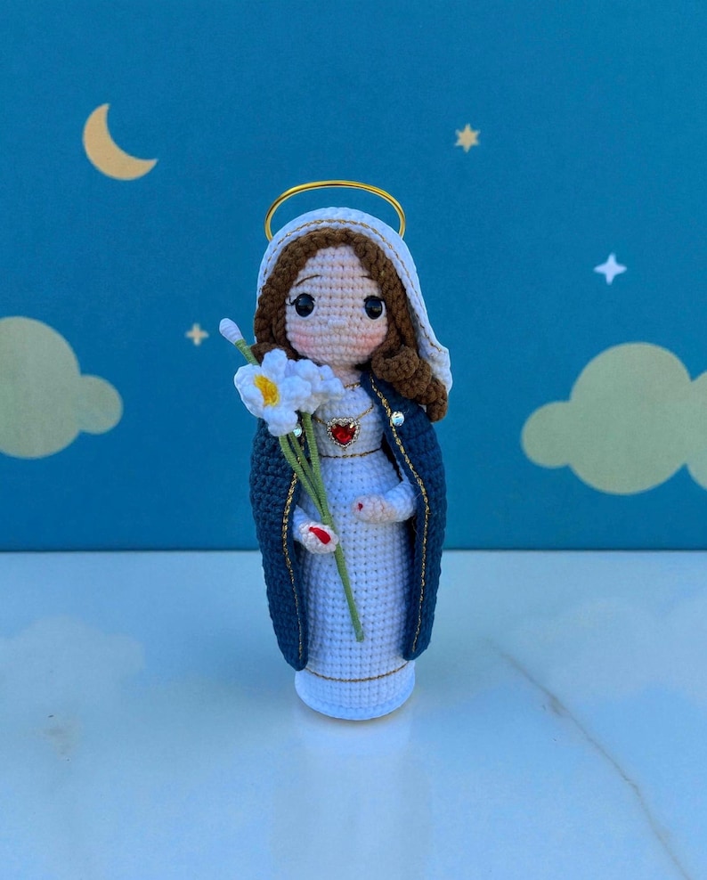 Crocheted Our Lady of Guadalupe Rosary Hanging Mary 8.5 inches