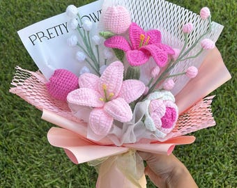 Mother&#39;s day bouquet , crochet bouquet, Thanksgiving gifts、halloween gifts、birthday gifts、A gift for her , Valentine gift