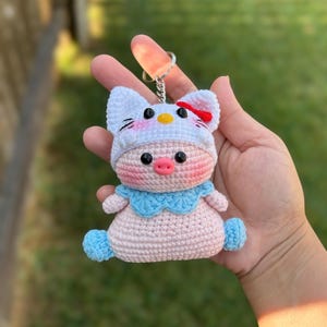 Crocheted Hello Kitty Plushie: Handmade Amigurumi Gift Pig kitty