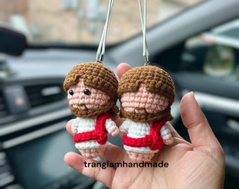 Crochet Mini Jesus Keychain/Hanging, Birthday Gift