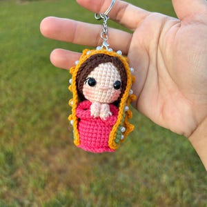 Crocheted Our Lady of Guadalupe Rosary Hanging Virgin Mary Keychain