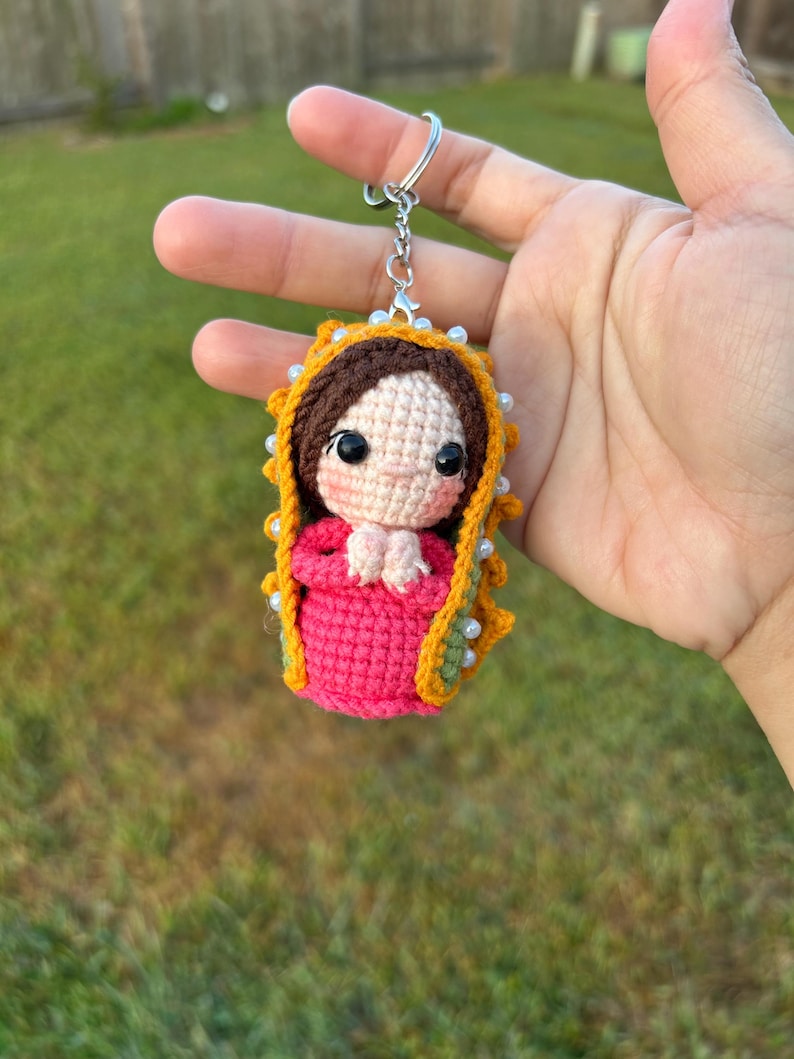 Crocheted Our Lady of Guadalupe Rosary Hanging Virgin Mary Keychain