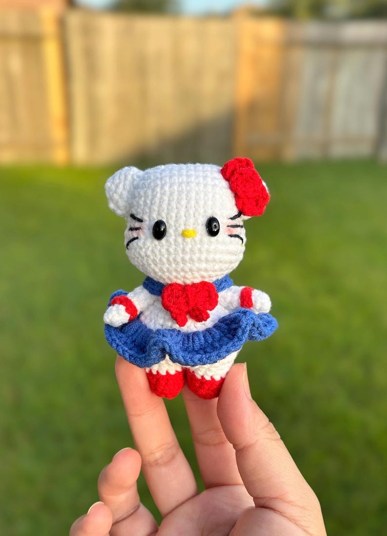 Crocheted Hello Kitty Plushie: Handmade Amigurumi Gift Sailor moon HK