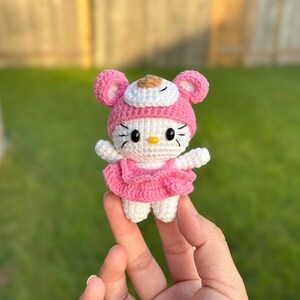 Crocheted Hello Kitty Plushie: Handmade Amigurumi Gift Bear Hello Kitty