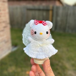 Crocheted Hello Kitty Plushie: Handmade Amigurumi Gift Bride HK