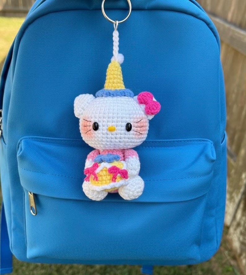 Crocheted Hello Kitty Plushie: Handmade Amigurumi Gift Birthday Kitty