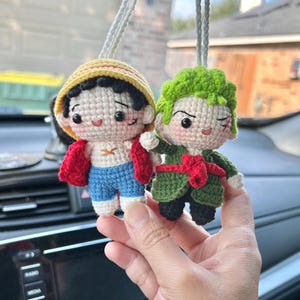 Crochet Anime Pirate Amigurumi Keychain : Stuffed Plush Toy, Kids Birthday Gift, Crochet Once Piece