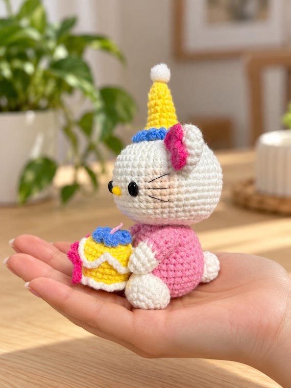 Crocheted Hello Kitty Plushie: Handmade Amigurumi Gift