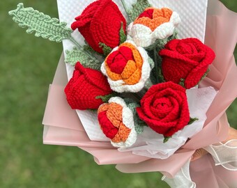 Crochet Flowers Bouquet, Graduation Bouquet, Mothers Day Bouquet, Birthday Bouquet, Valentine Bouquet