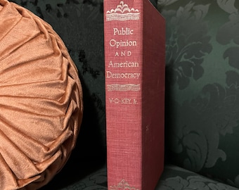 Vintage Red Hardcover Book Public Opinion and American Democracy by J. O. Key, Jr. Political elite, government, human rights book