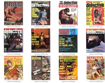 Sammlung von 4.230 Titelbildern (und Innenseitenfotos) von Vintage-Detektivmagazinen