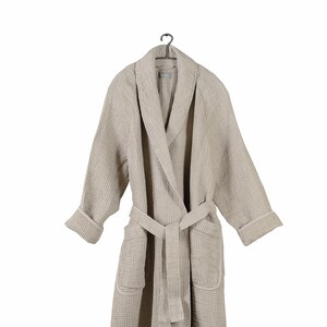 High quality unisex 100% linen bathrobe Natural